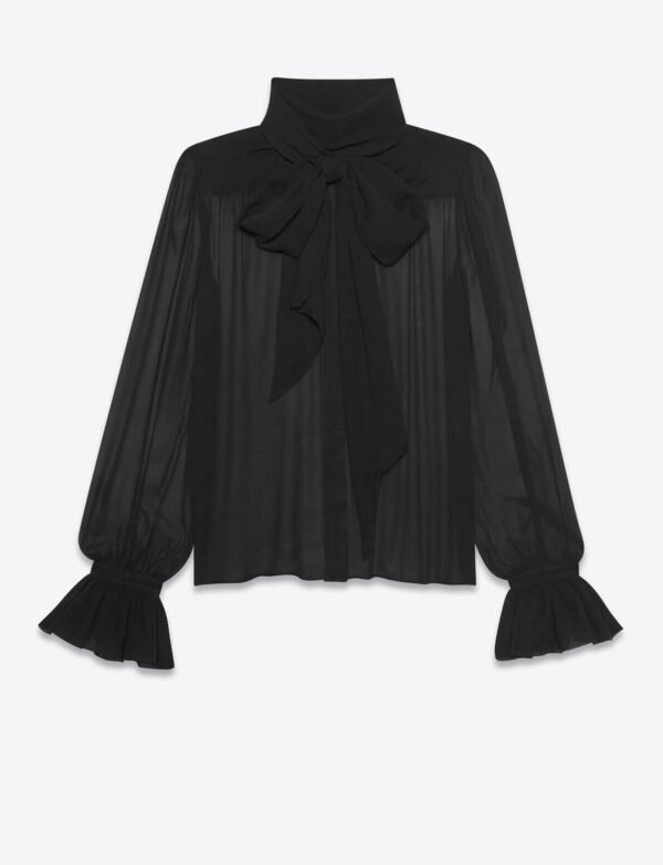 black semi-sheer blouse