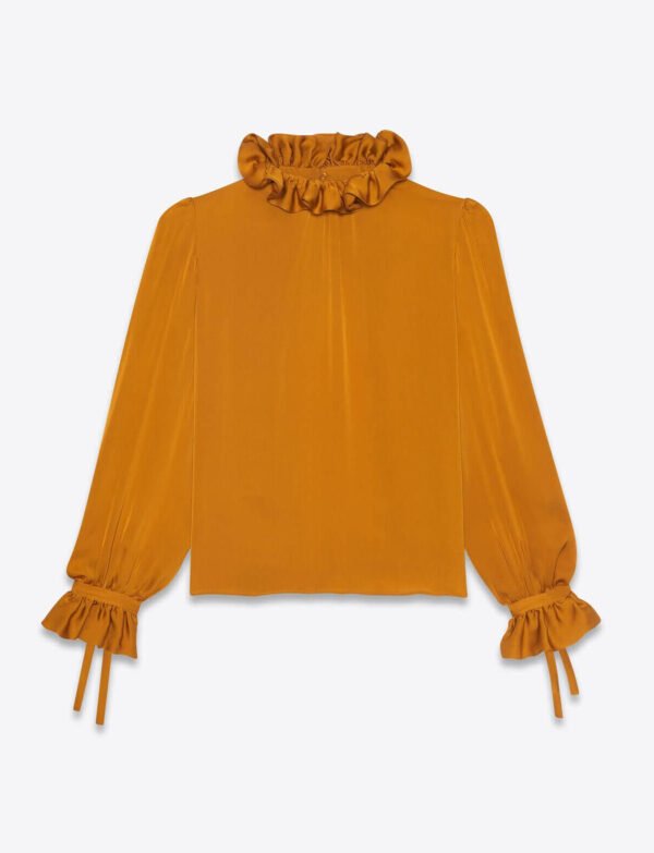 ruffled long-sleeve blouse