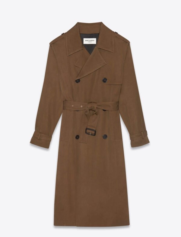 Oversized check trench coat
